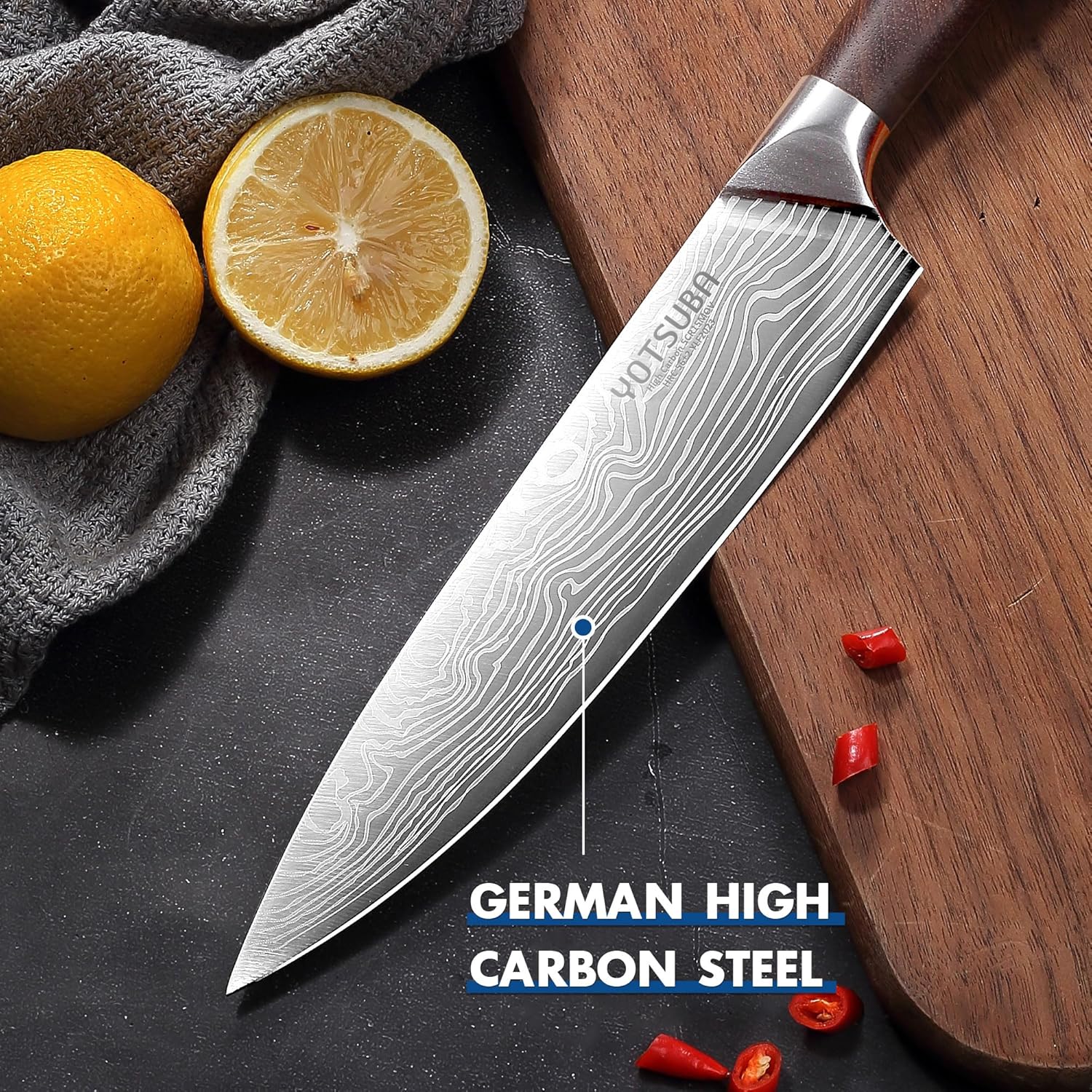 YOTSUBA Kitchen Knives Set, 3 Piece Chef Knife Set, Sharp High Carbon Stainless Steel Forged Blade Professional Kitchen Knife Set with Ergonomic Handle, Chef Knives Set for kitchen with Gift Box