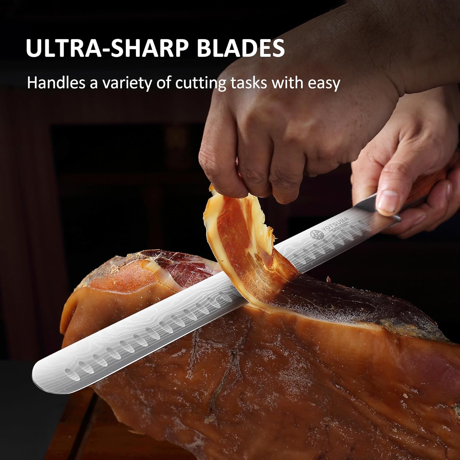 YOTSUBA Kitchen Knife Set with Block, High Carbon Stainless Steel Sharp Knife, with Gift Box (12 inch Brisket Knives)