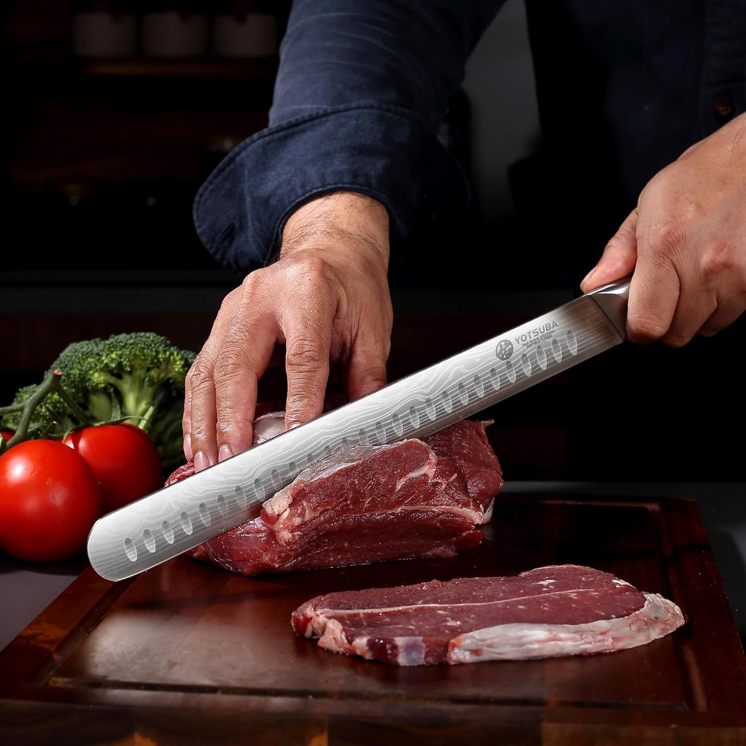 YOTSUBA Kitchen Knife Set with Block, High Carbon Stainless Steel Sharp Knife, with Gift Box (12 inch Brisket Knives)