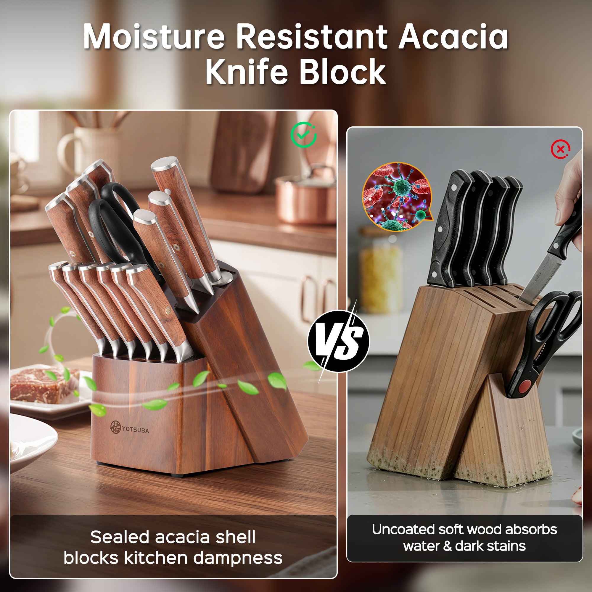 YOTSUBA AT2/14-PCS Kitchen Knife Block Set Chef Knives