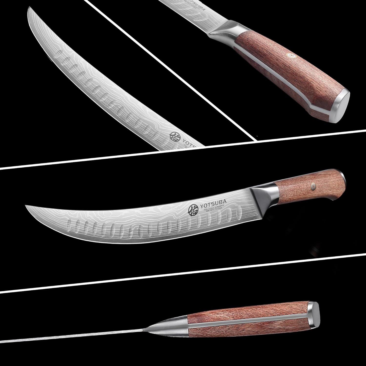 YOTSUBA Kitchen Knife Set with Block, High Carbon Stainless Steel Sharp Knife, with Gift Box (10 inch Break Knife)