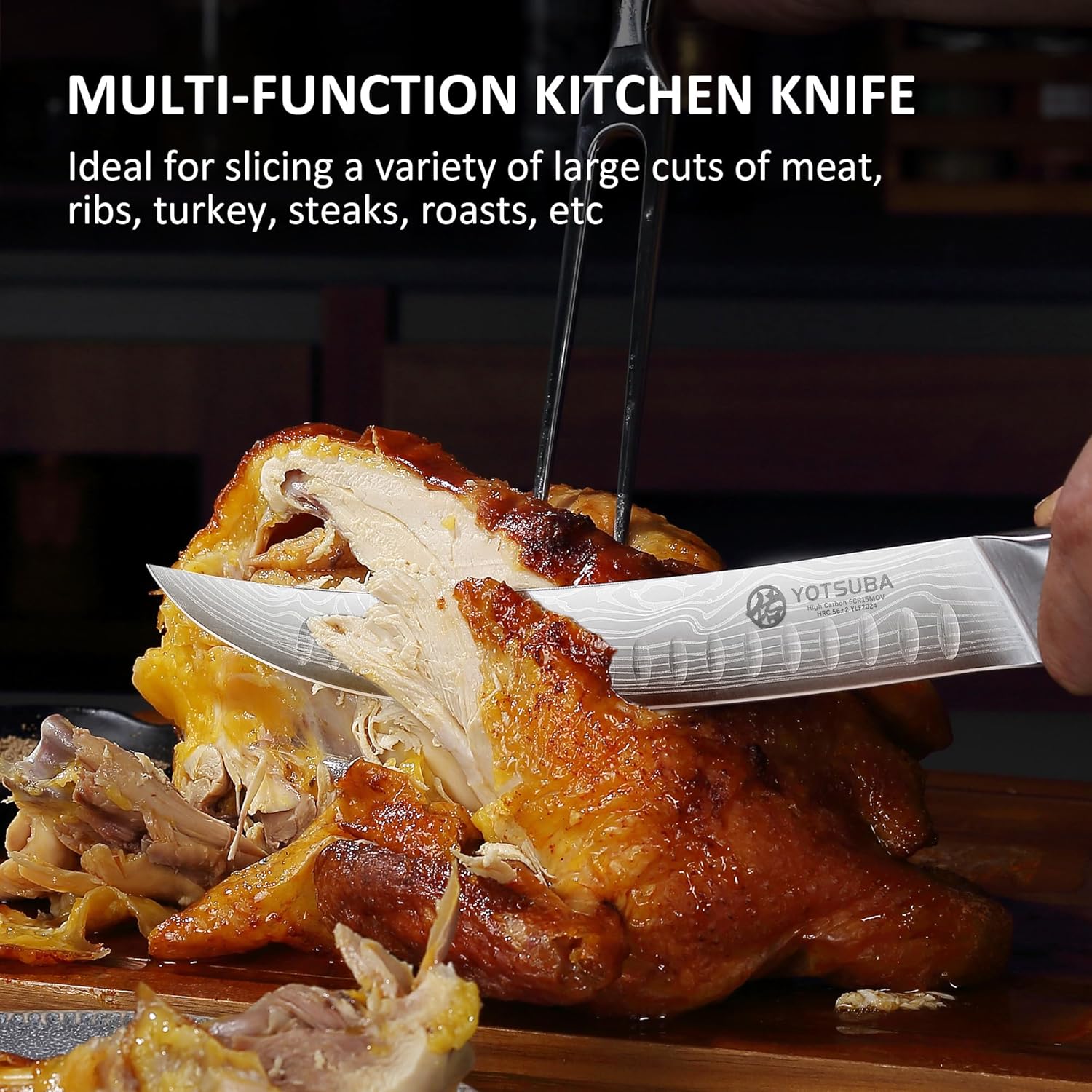 YOTSUBA Kitchen Knife Set with Block, High Carbon Stainless Steel Sharp Knife, with Gift Box (10 inch Break Knife)