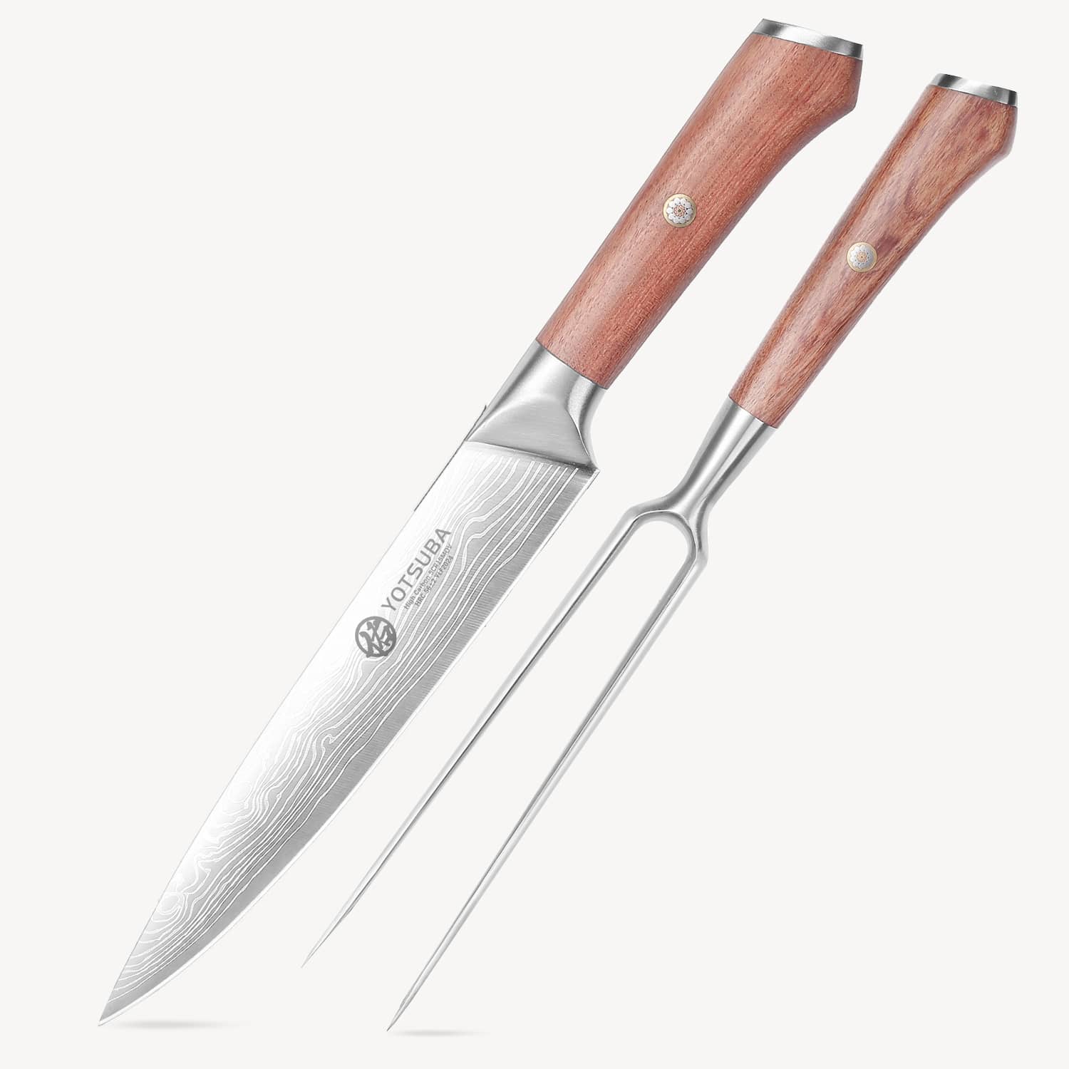 2-piece Yotsuba kitchen knife set with damascus-style blades