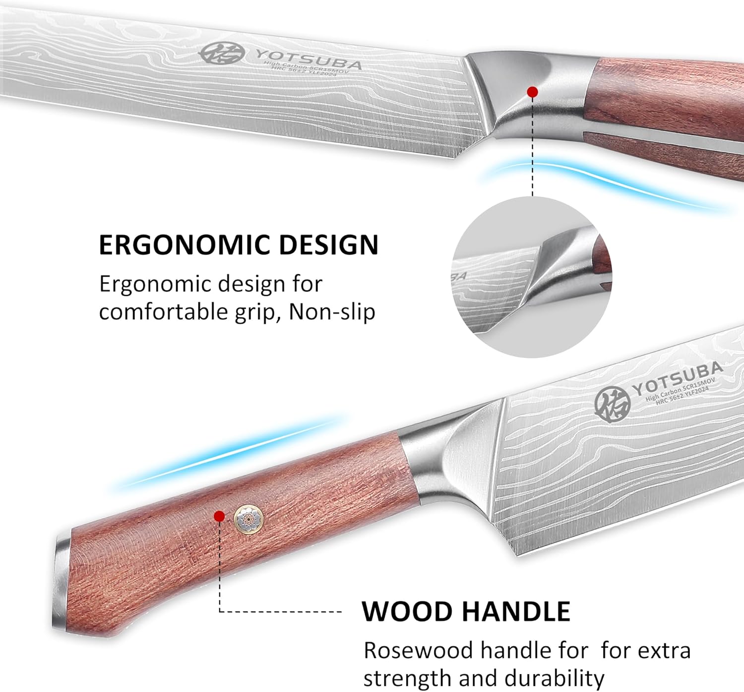 YOTSUBA Chef Knife, 9 Inch Kitchen Chef's Knife, Ultra Sharp High Carbon Steel Professional Cooking Kitchen Knife with Ergonomic Handle, Gift Box Included