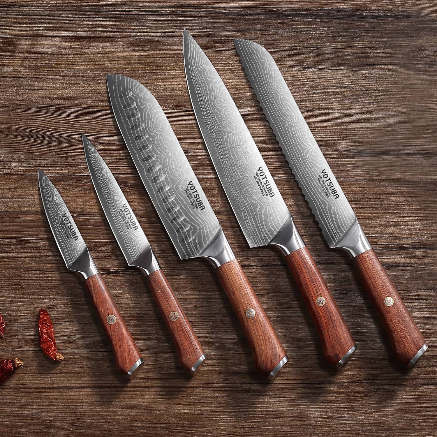 Yotsuba 5-piece Japanese kitchen knife set featuring chef and utility knivesshop_this_look_7mNYJU