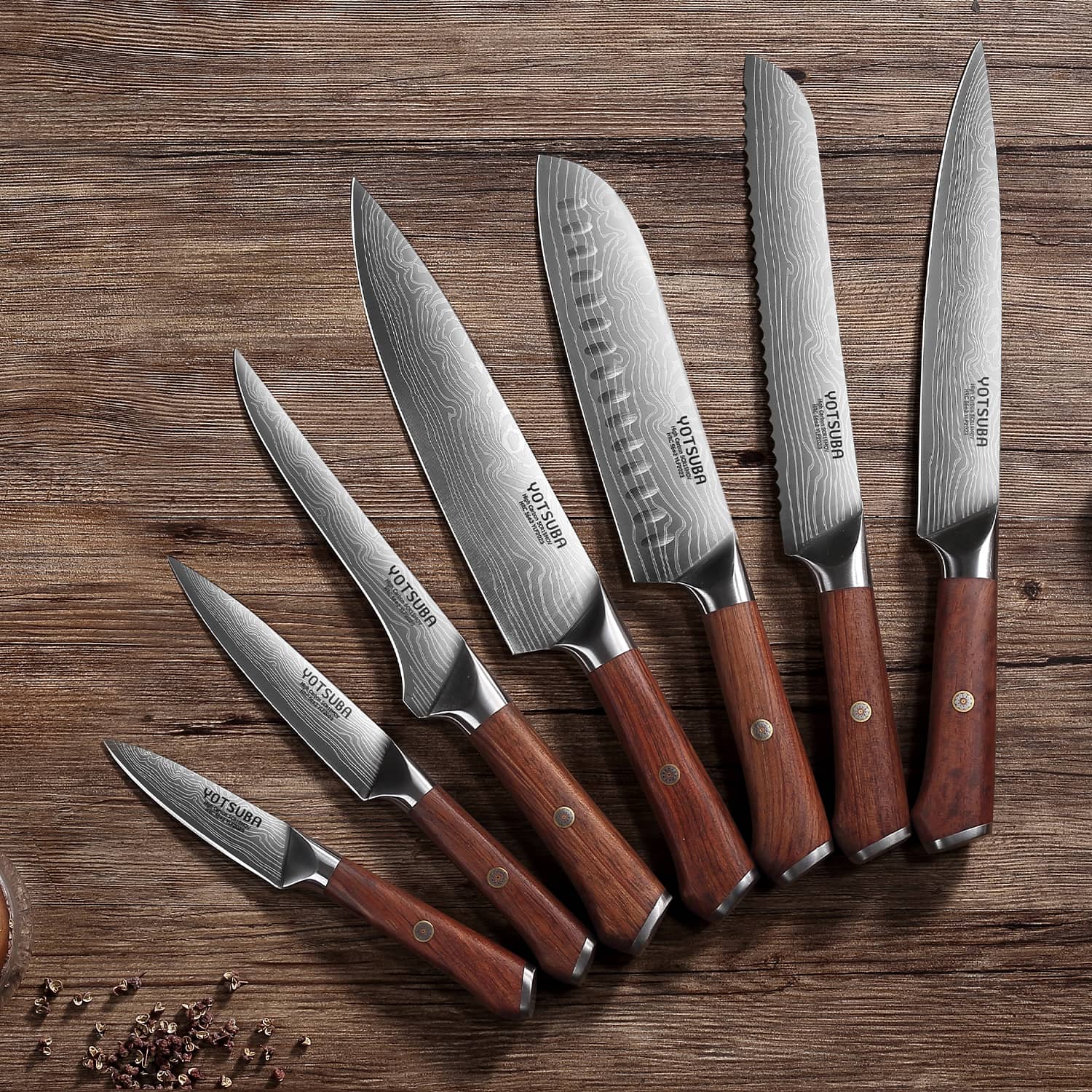 Yotsuba 7-piece professional kitchen knife set with full tang design and premium wood handlesshop_this_look_VWjzrk
